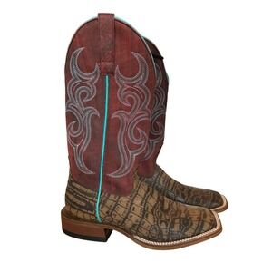 Macie Bean M9118 Womens Caiman Print Square Toe Western Cowboy Boots 7.5
